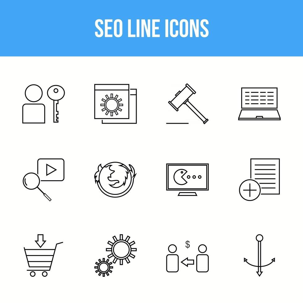 conjunto único de iconos de línea seo vector