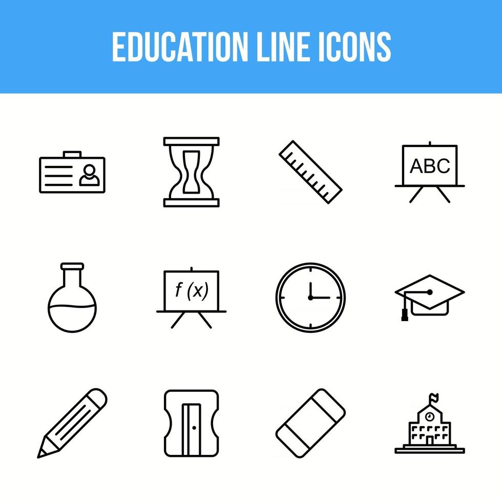 conjunto de iconos de línea de educación única vector