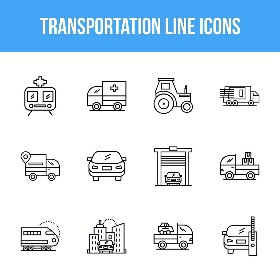 conjunto de iconos de línea de transporte único vector