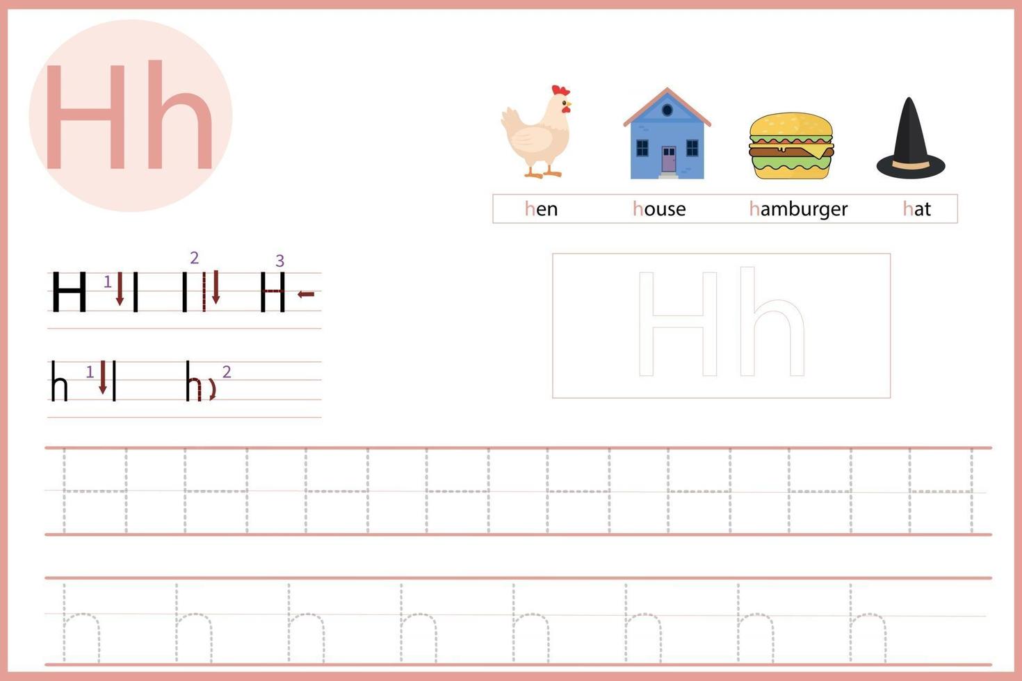 learn the letter H vector