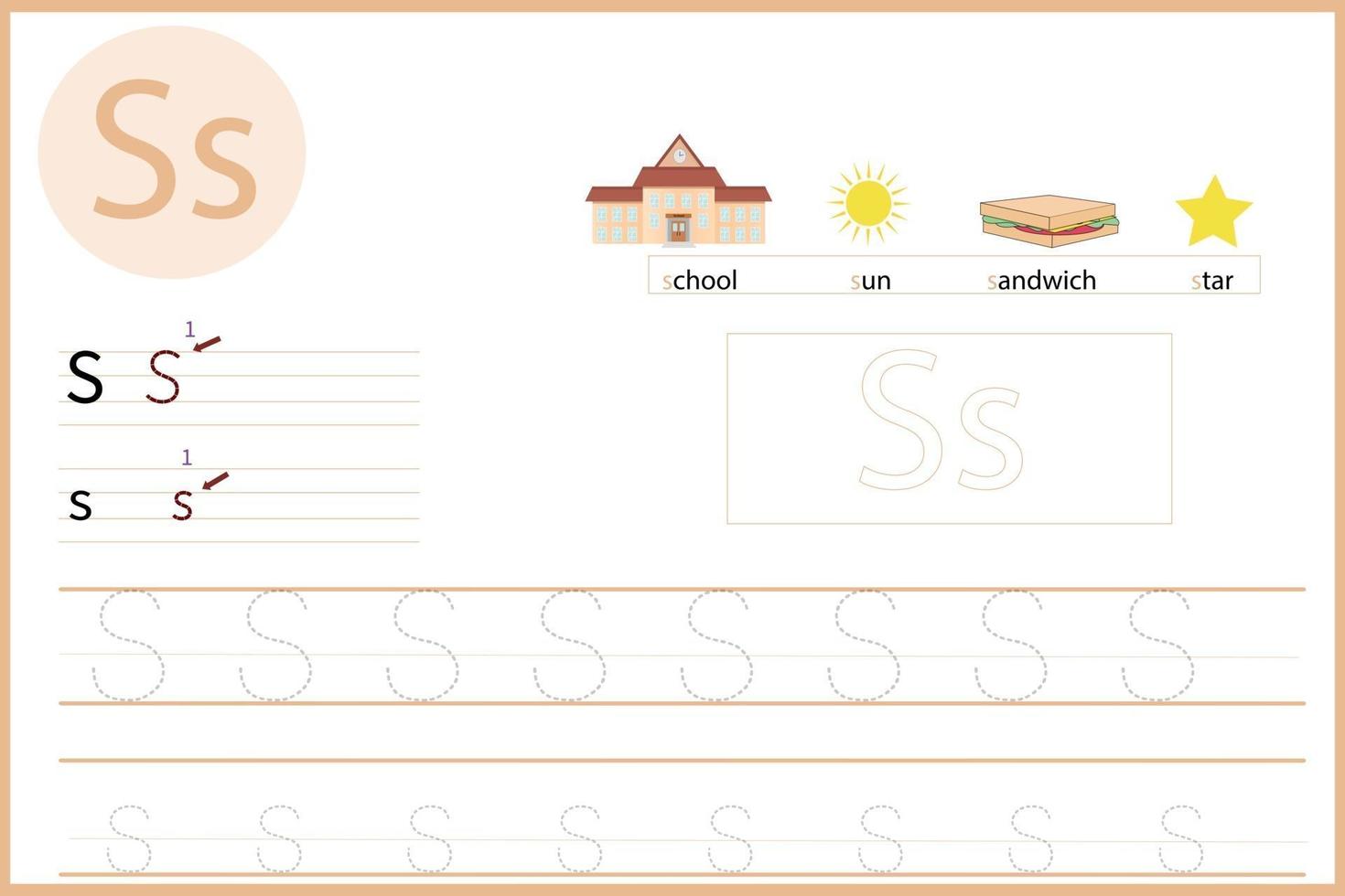 learn the letter S vector