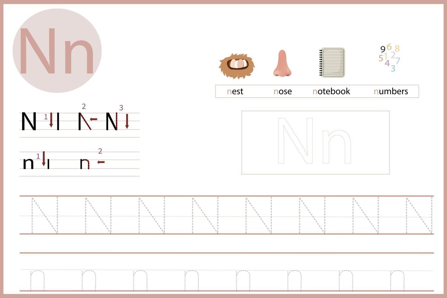 learn the letter N vector