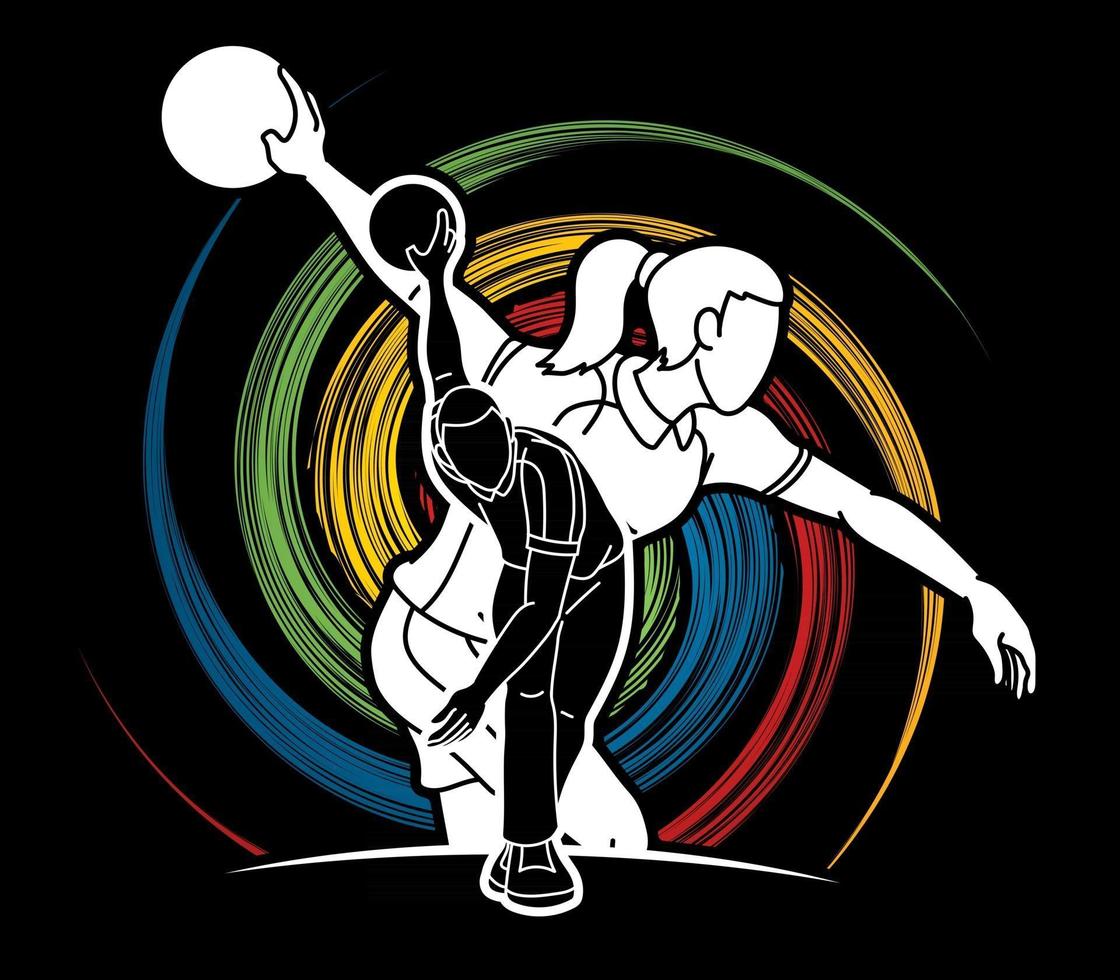 Silhouette Bowling Sport Players Bowler Male and Female Action vector