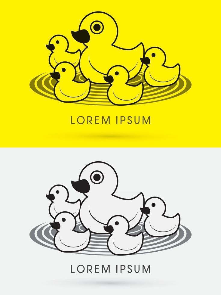 Duck and Little Ducks Swimming Mother and Sons vector