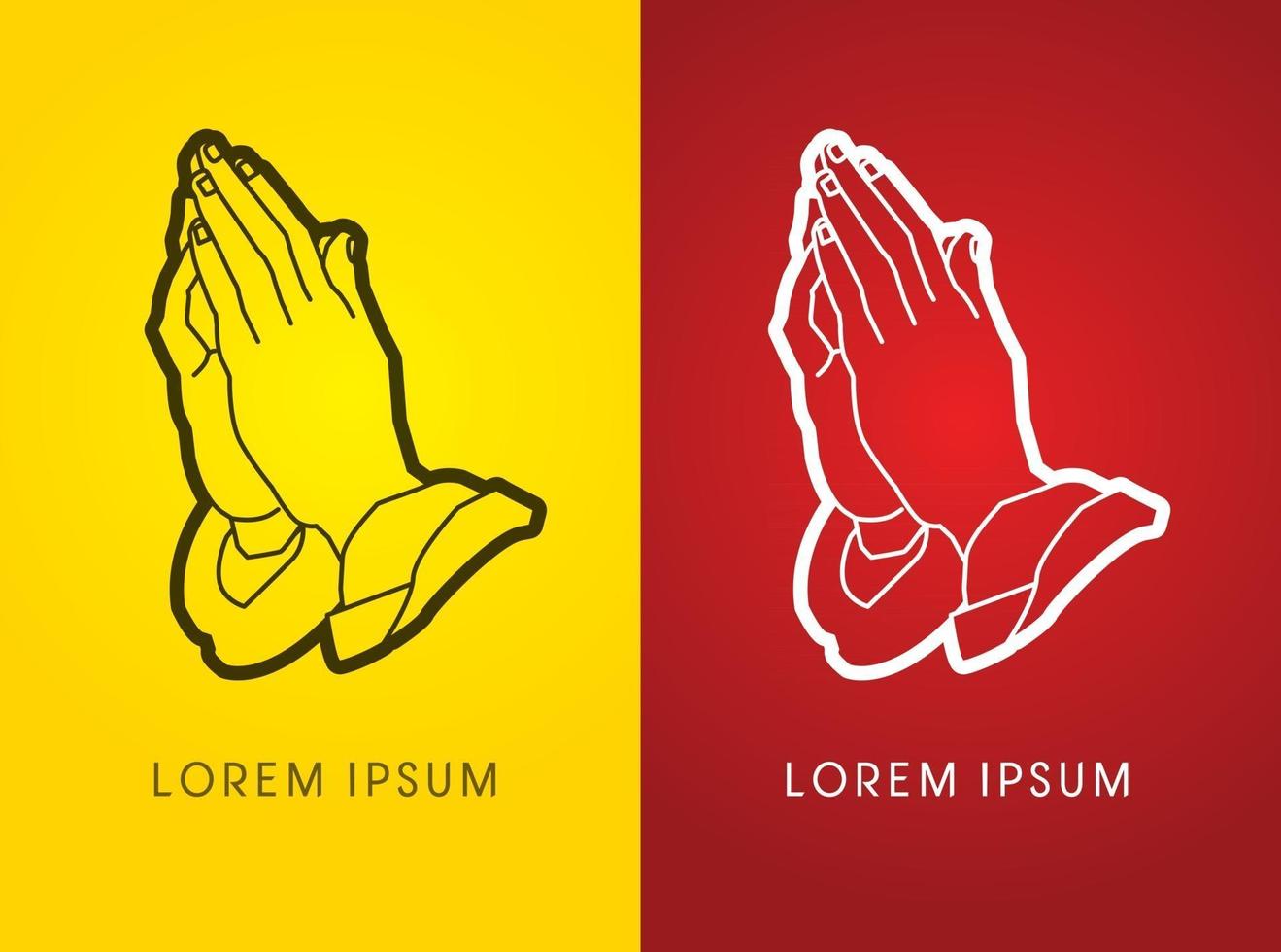 Outline Hands Prayer Christian Prayer vector
