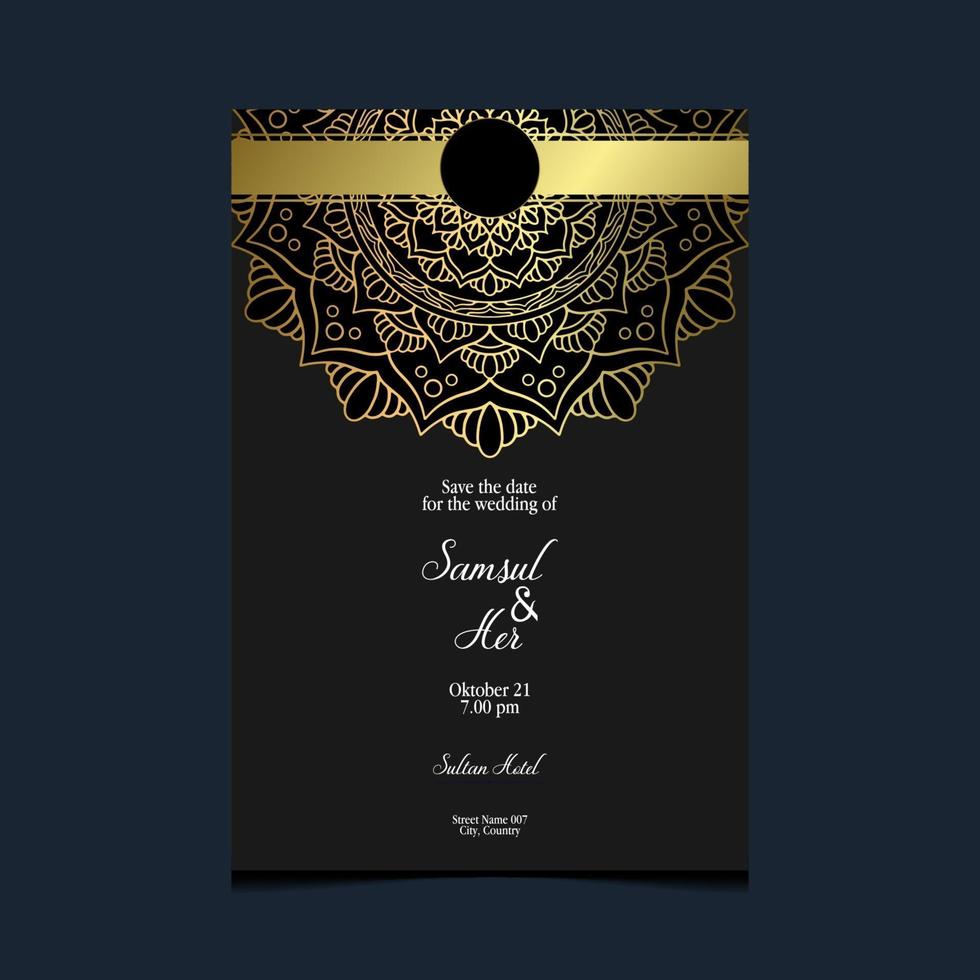 Luxury mandala pattern background with golden arabesque pro Vector
