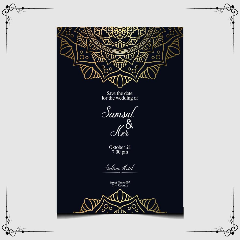 Luxury mandala pattern background with golden arabesque pro Vector