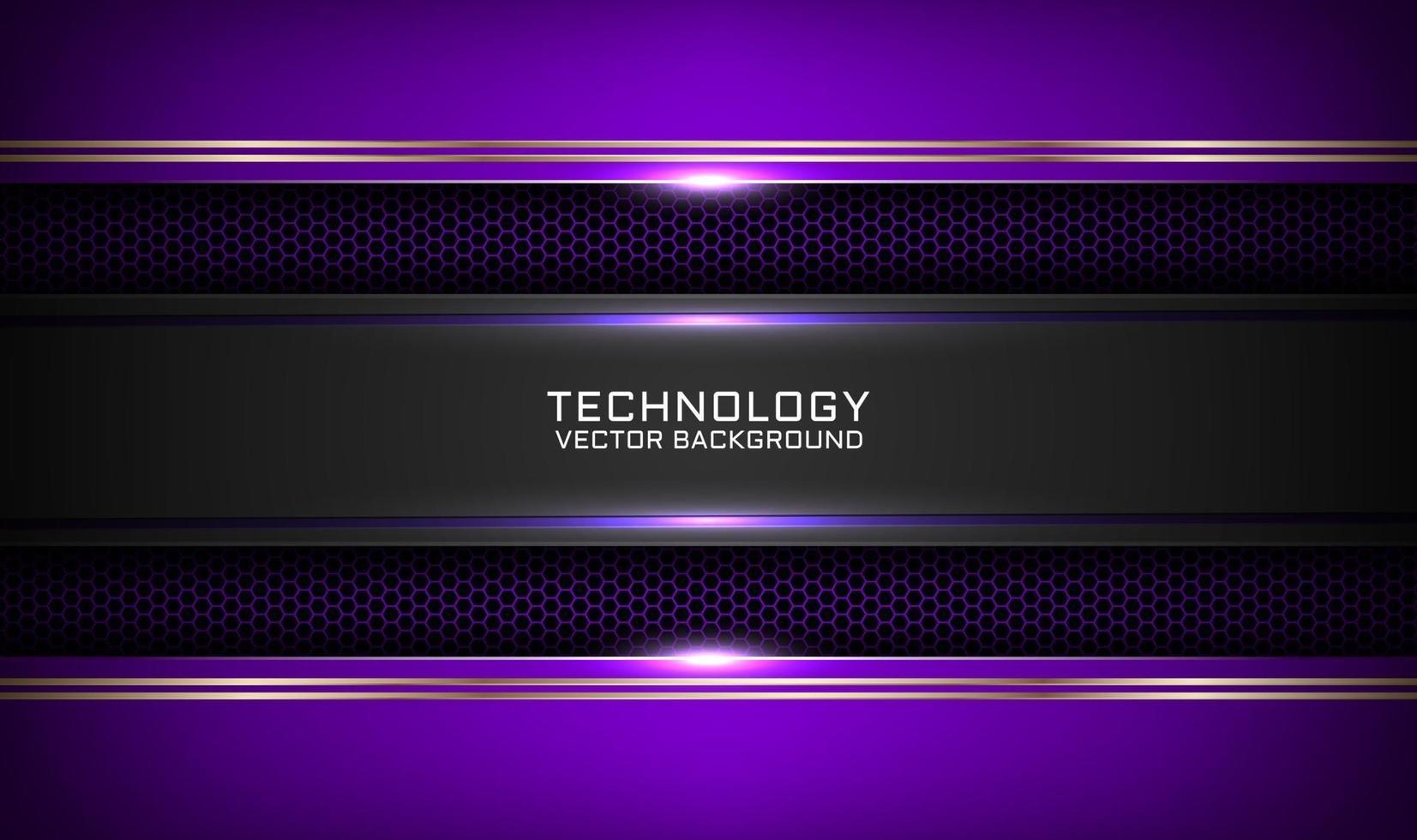 Abstract 3D purple techno background overlap layers on dark space with white light effect decoration. Modern graphic design template elements for flyer, card, cover, brochure, or landing page vector