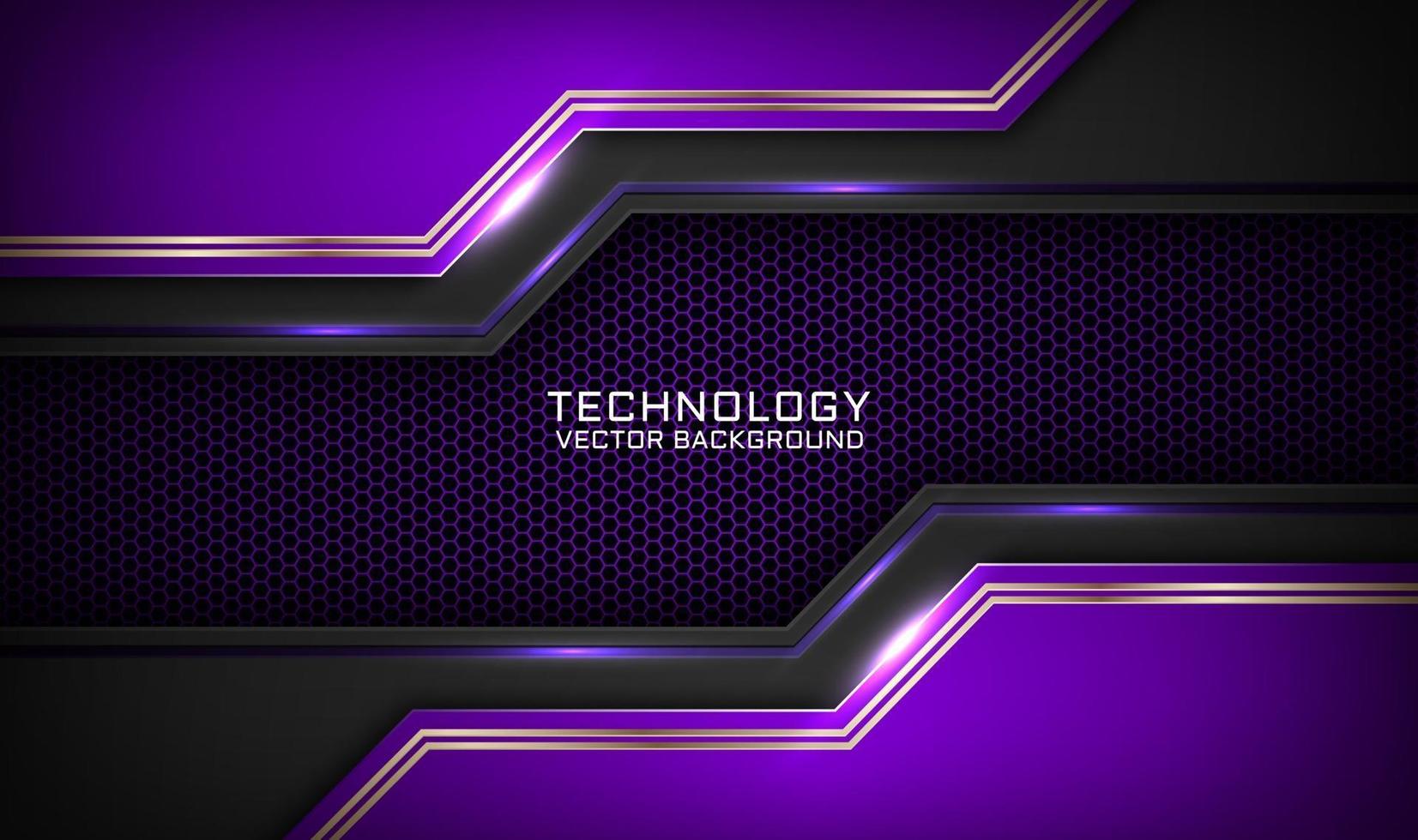Abstract 3D purple techno background overlap layers on dark space with white light effect decoration. Modern graphic design template elements for flyer, card, cover, brochure, or landing page vector