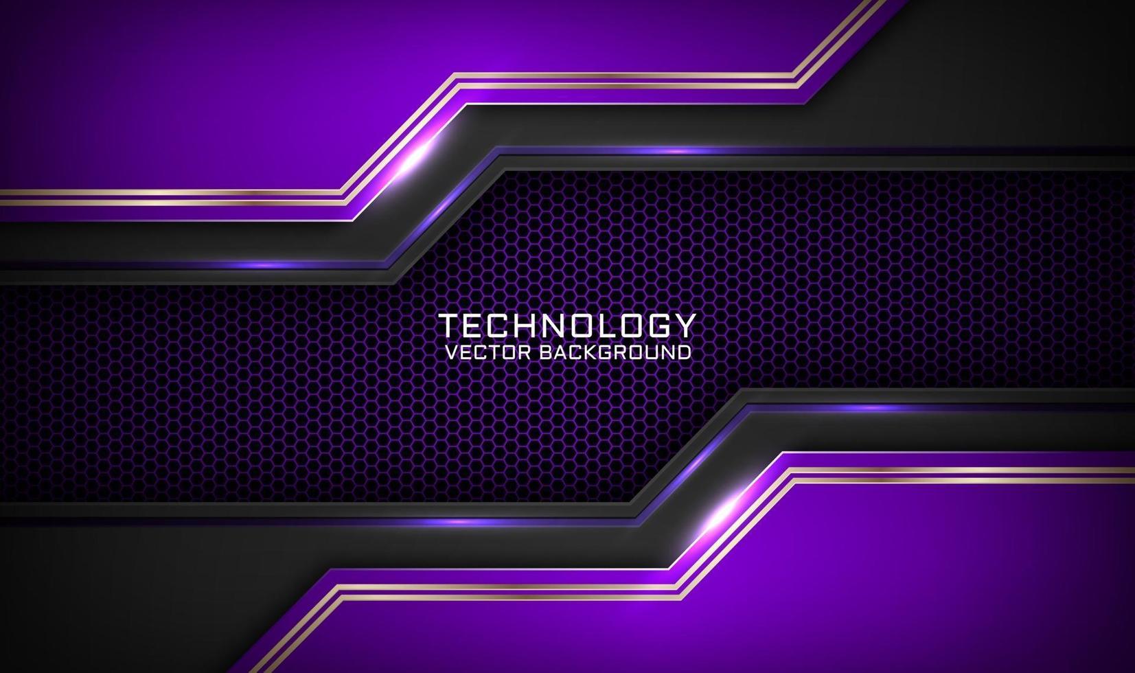 Abstract 3D purple techno background overlap layers on dark space with white light effect decoration. Modern graphic design template elements for flyer, card, cover, brochure, or landing page vector