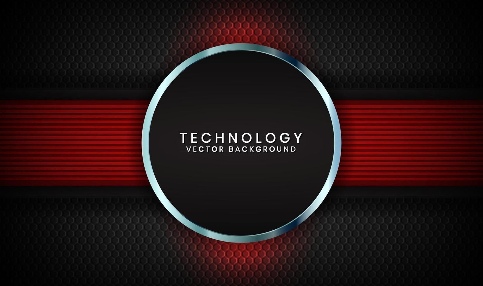 Abstract 3D black techno background overlap layers on dark space with red light effect decoration. Modern graphic design template elements for poster, flyer, cover, brochure, landing page, or banner vector