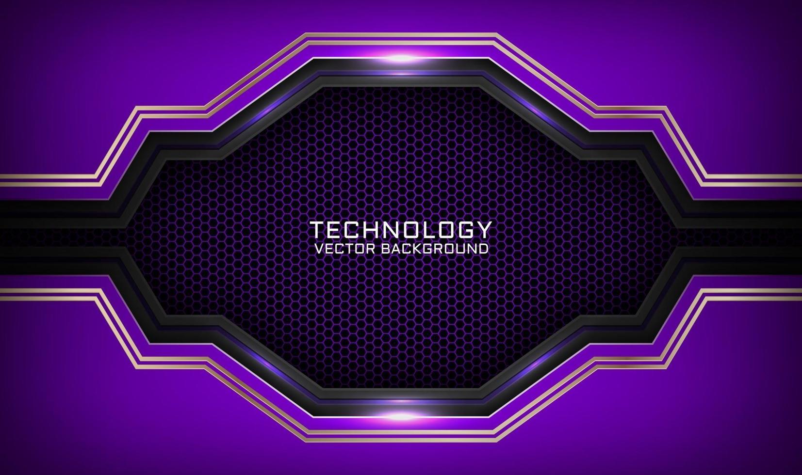 Abstract 3D purple techno background overlap layers on dark space with white light effect decoration. Modern graphic design template elements for flyer, card, cover, brochure, or landing page vector