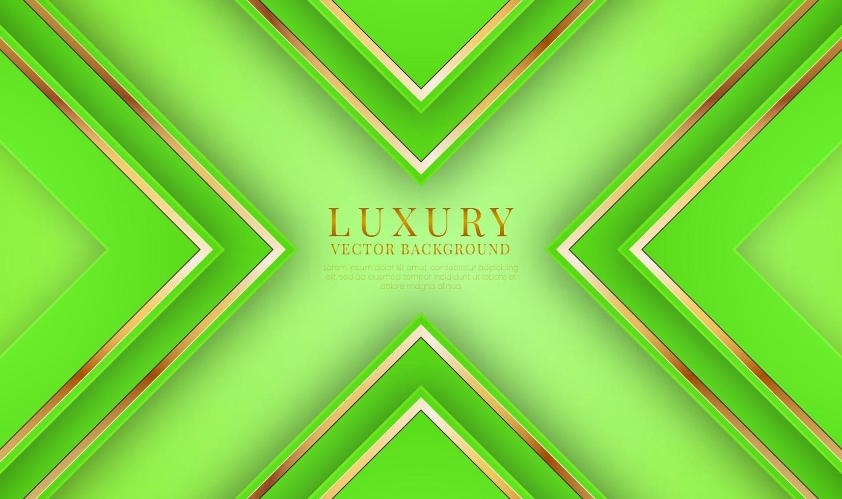 Abstract 3D green luxury background overlap layer on bright space with golden lines metallic decoration. Modern graphic design template elements for flyer, card, cover, brochure, or landing page vector