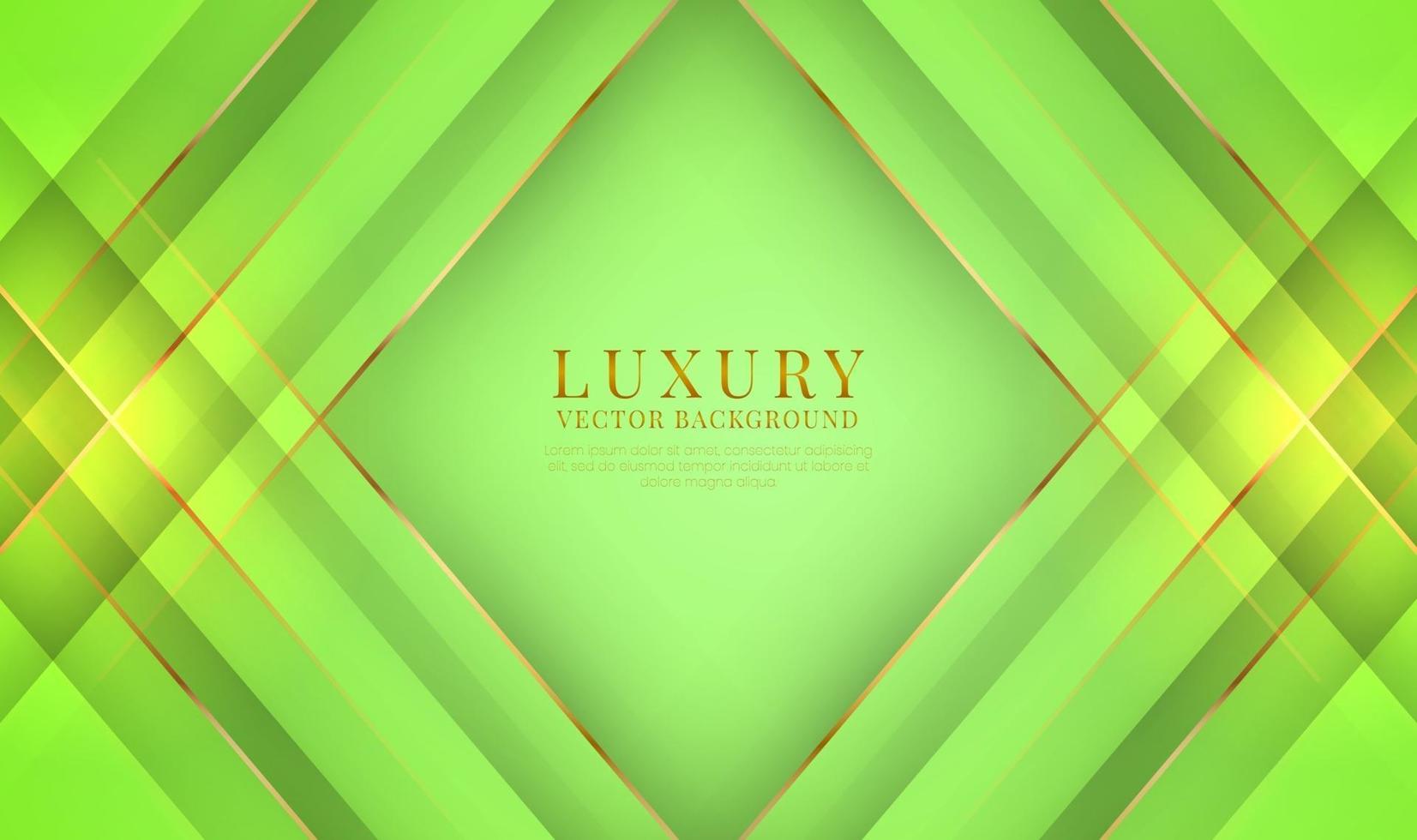 Abstract 3D green luxury background overlap layer on bright space with golden lines metallic decoration. Modern graphic design template elements for flyer, card, cover, brochure, or landing page vector