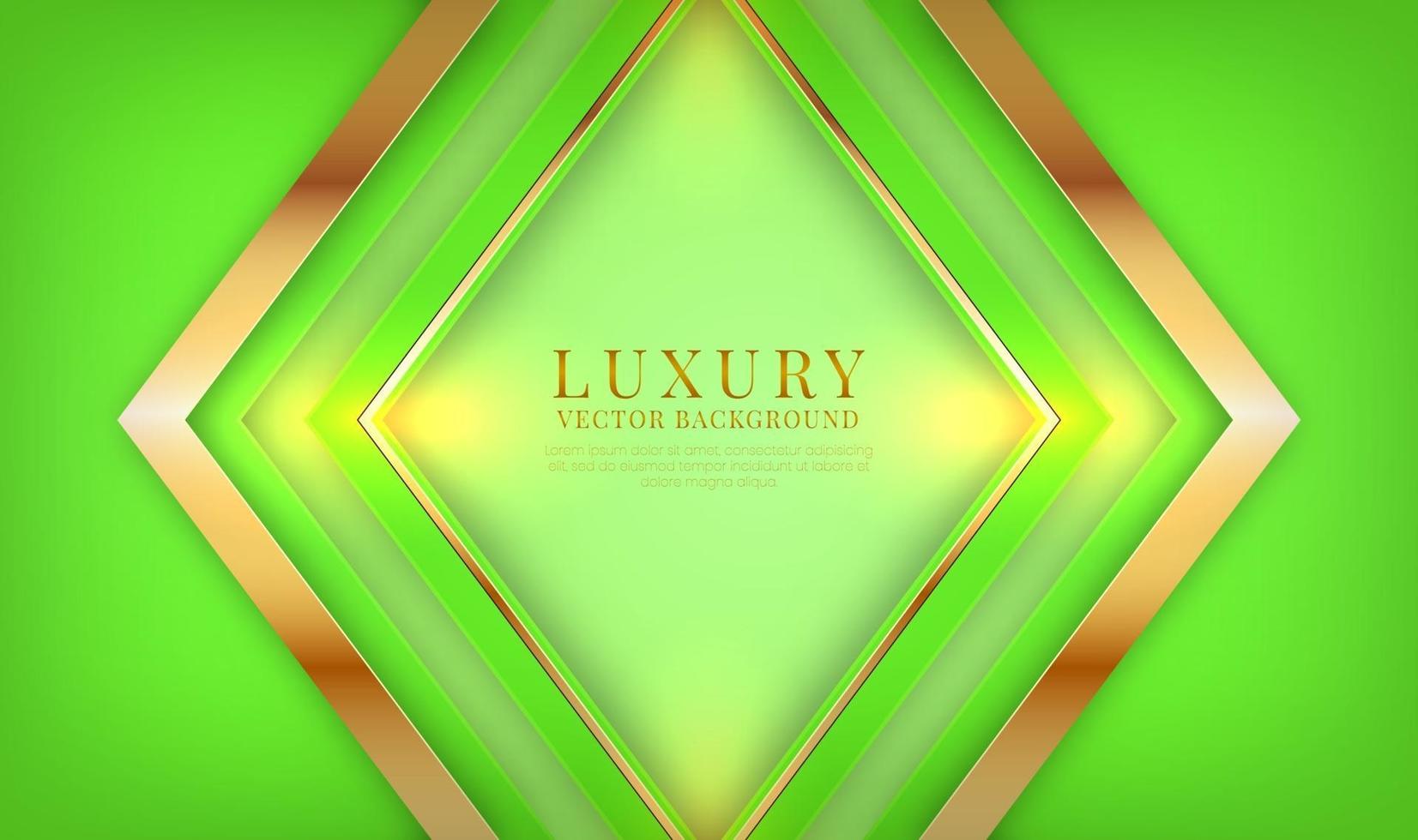 Abstract 3D green luxury background overlap layer on bright space with golden lines metallic decoration. Modern graphic design template elements for flyer, card, cover, brochure, or landing page vector