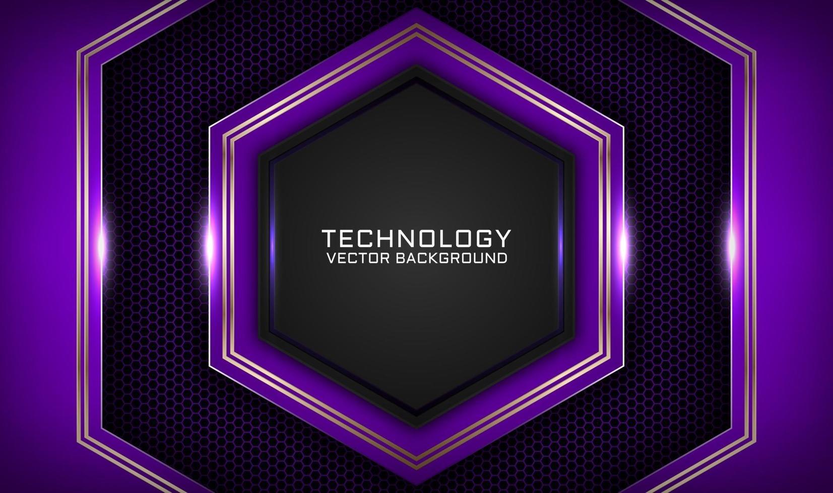 Abstract 3D purple techno background overlap layers on dark space with white light effect decoration. Modern graphic design template elements for flyer, card, cover, brochure, or landing page vector