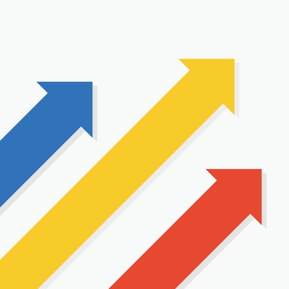 Tres flechas de color para arriba puesta en marcha o concepto de crecimiento empresarial vector