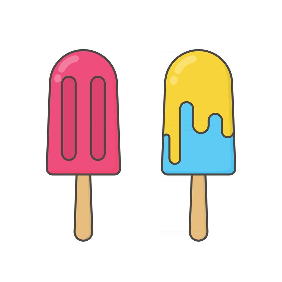 Icono de línea de helado con colores aislado sobre fondo blanco. vector