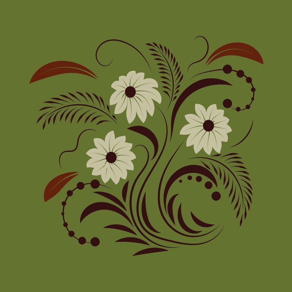 Folk floral art print  Flowers abstract art  poster vector