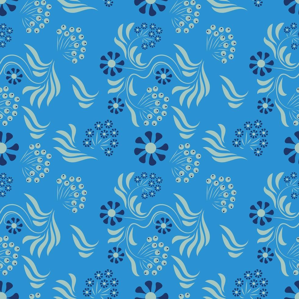 Folk flowers art pattern Floral abstract surface design  Seamless pattern vector