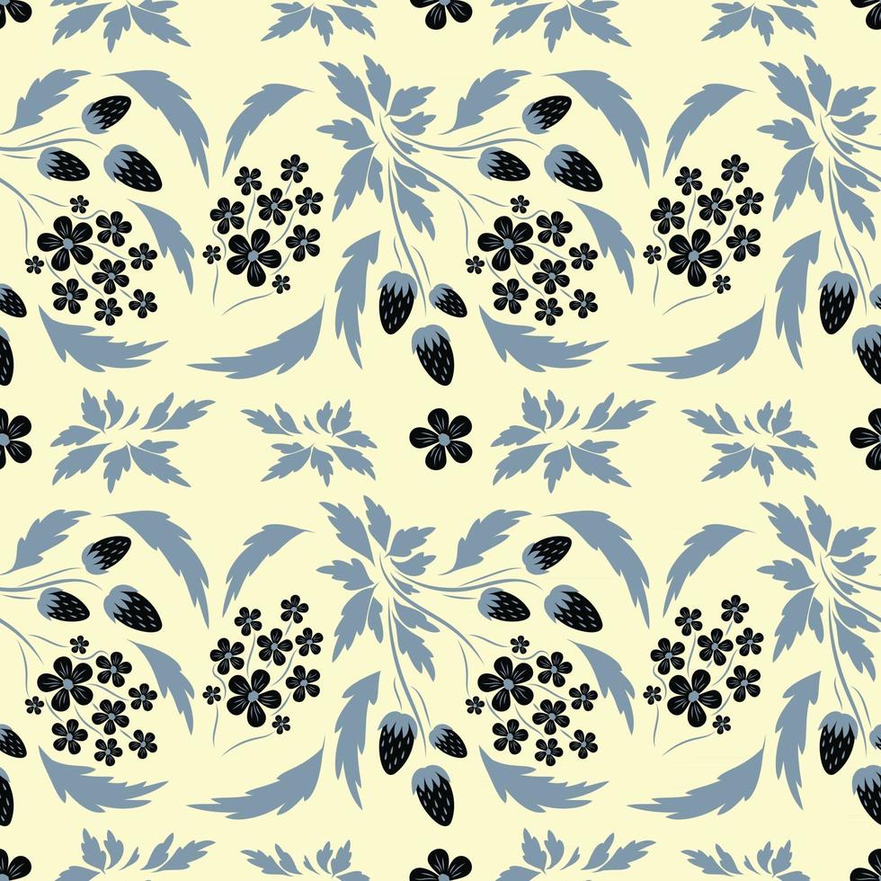 Folk flowers art pattern Floral abstract surface design  Seamless pattern vector
