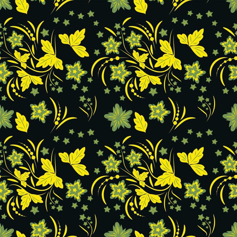 Folk flowers art pattern Floral abstract surface design  Seamless pattern vector