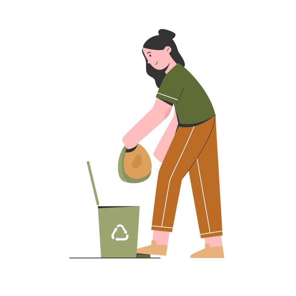 Woman is taking out the trash vector