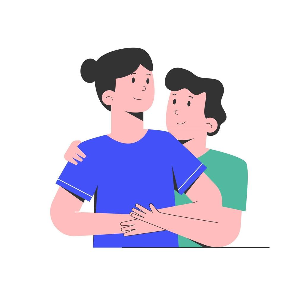 Young loving couple hugging together vector