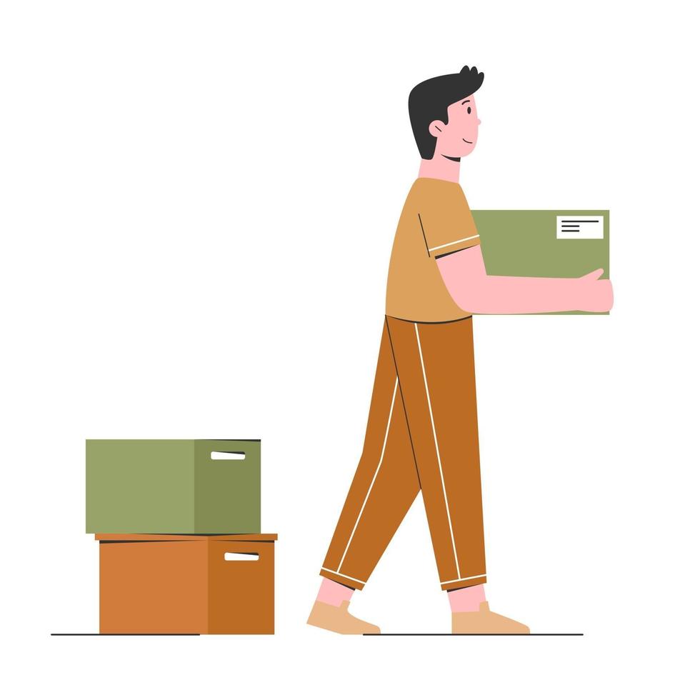 Man is moving boxes vector