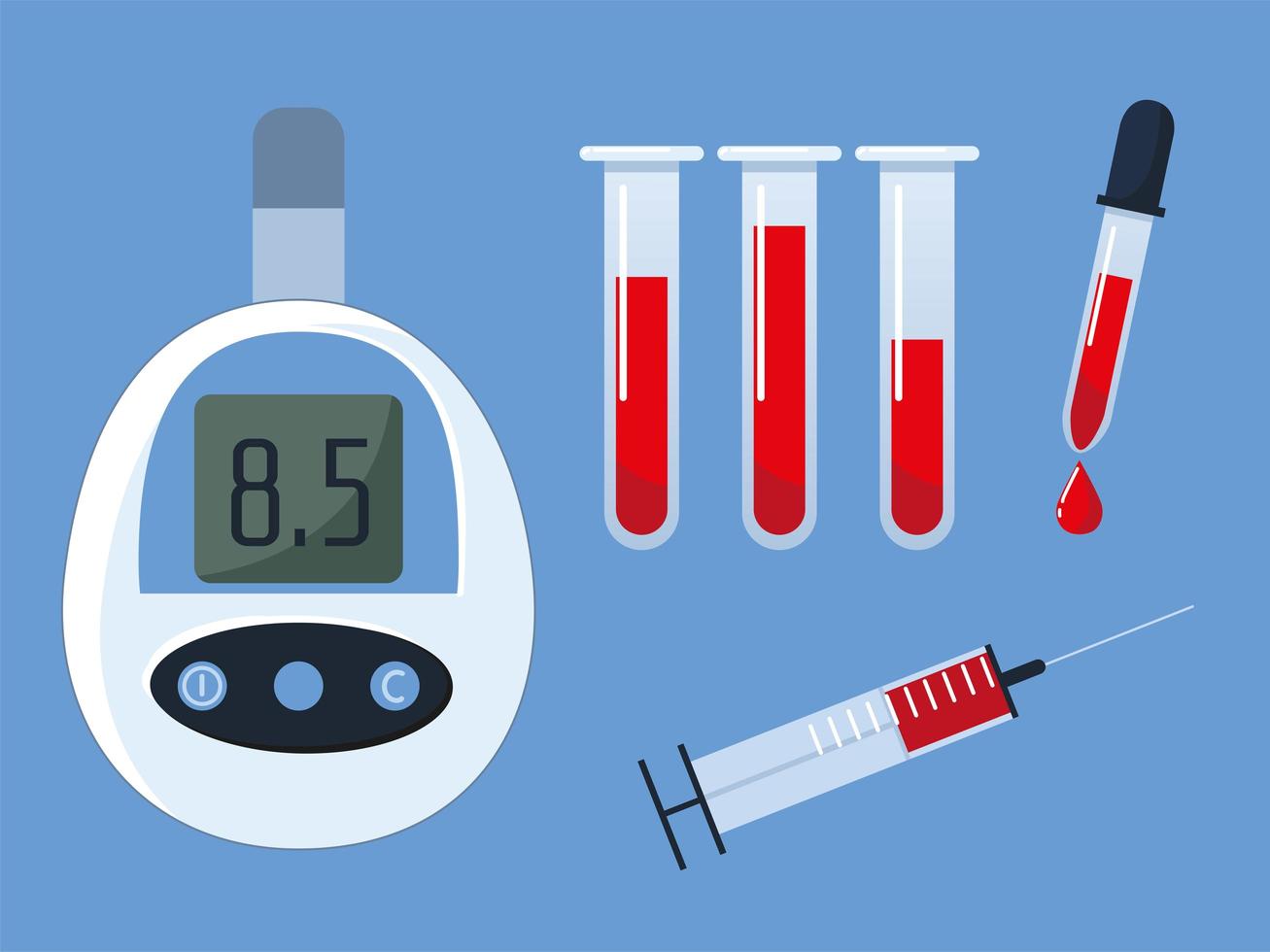 conjunto de iconos de diabetes vector