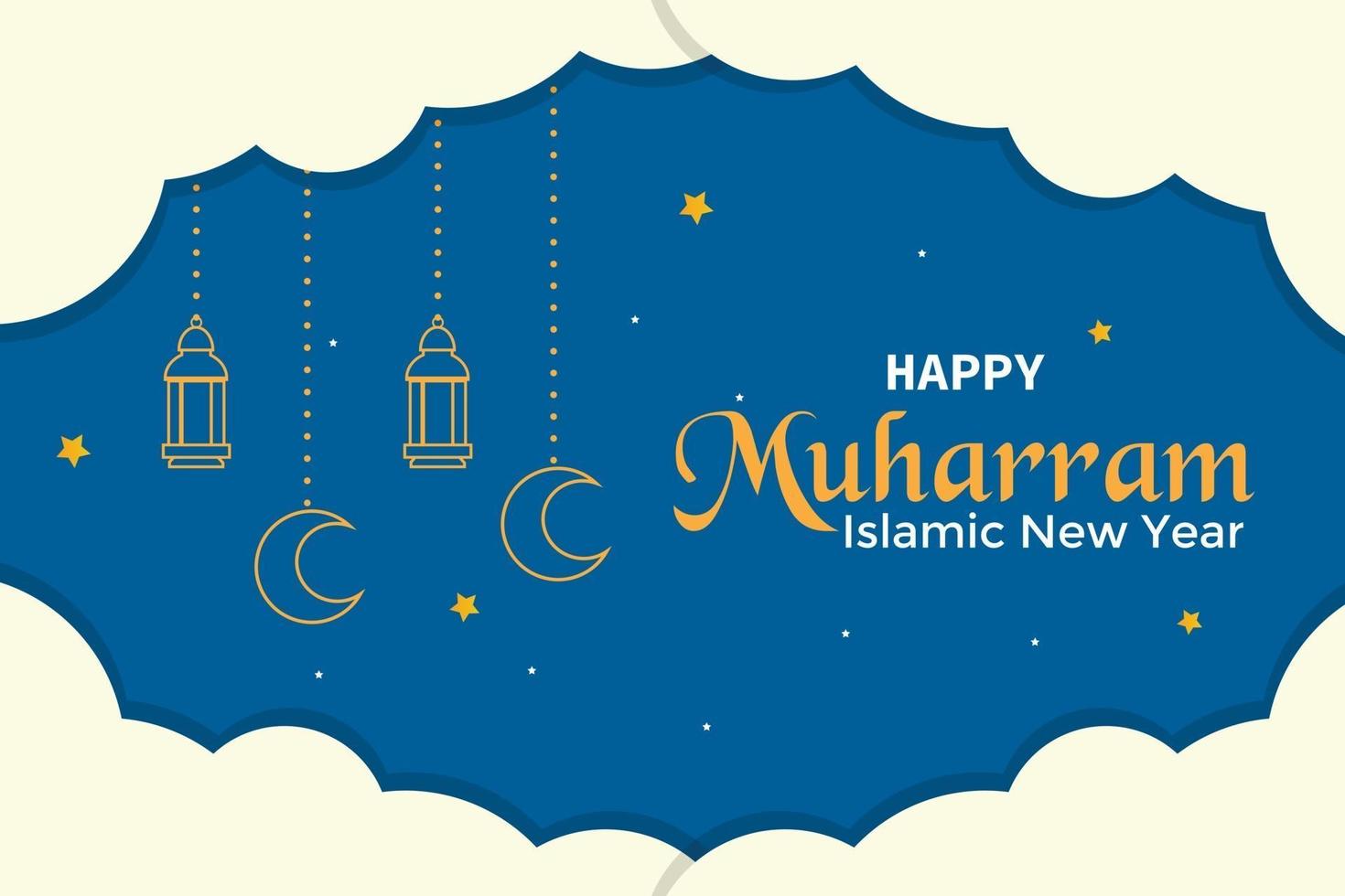 Happy Muharram Islamic New Year Cloud Background vector