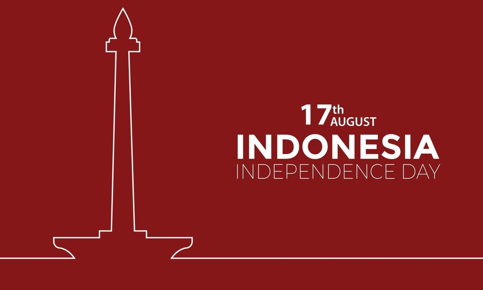 Indonesia Independence Day Monas Line Vector