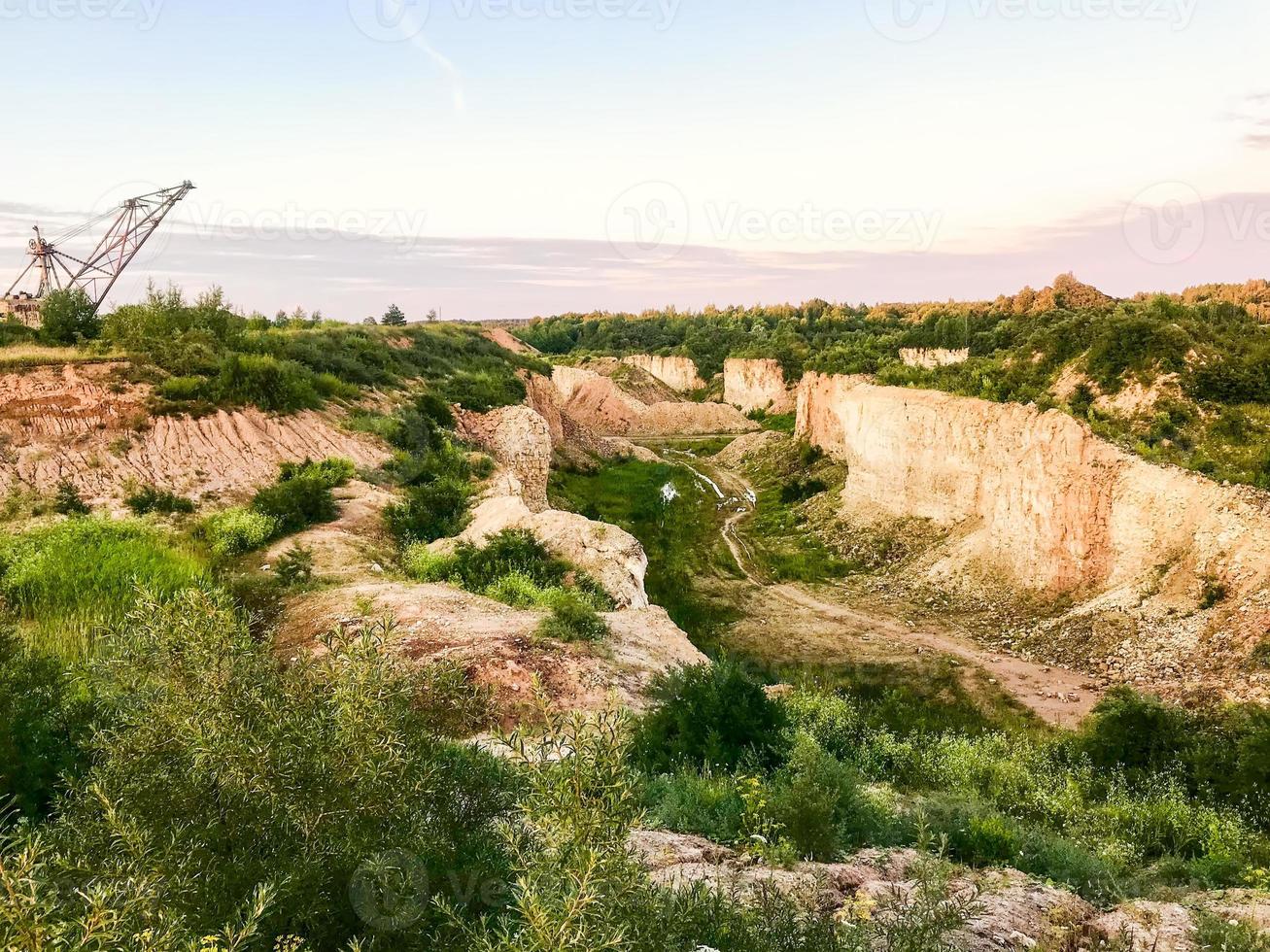 Limestone mining for cement plant somewhere in north Lithuania photo