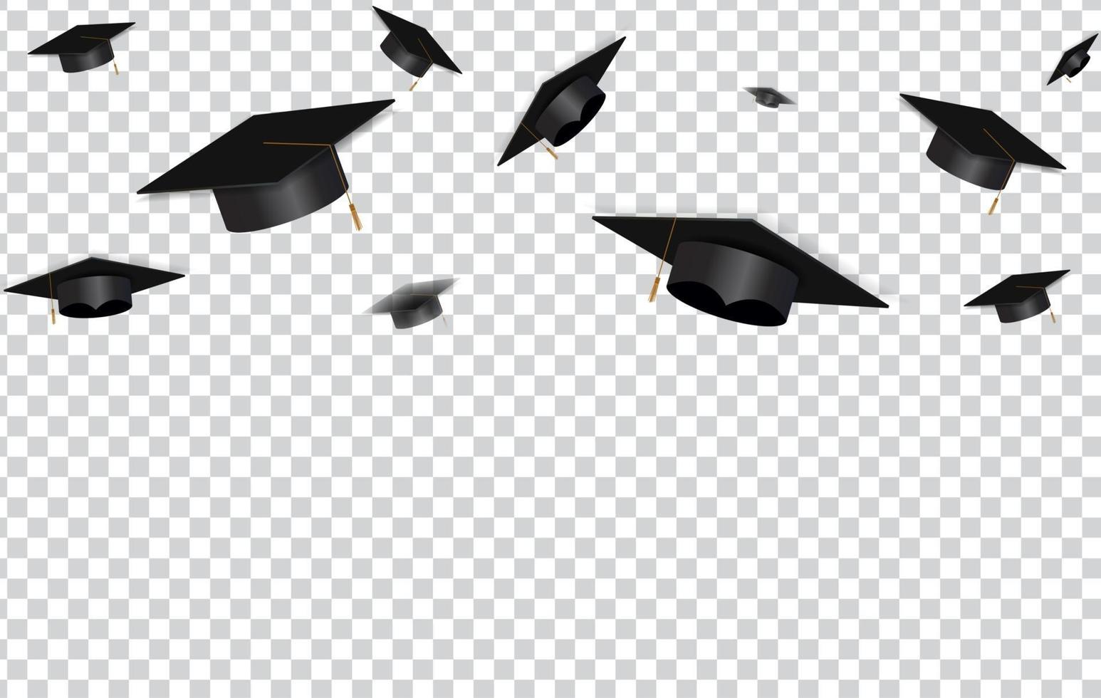 Education Concept Background. Graduation caps and confetti. vector illustration