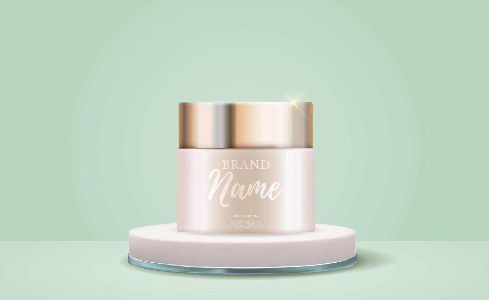 3D Realistic Natural beauty cosmetic product for face or body care background Design Template of Fashion Cosmetics Product  for Ads, flyer or Magazine Background vector