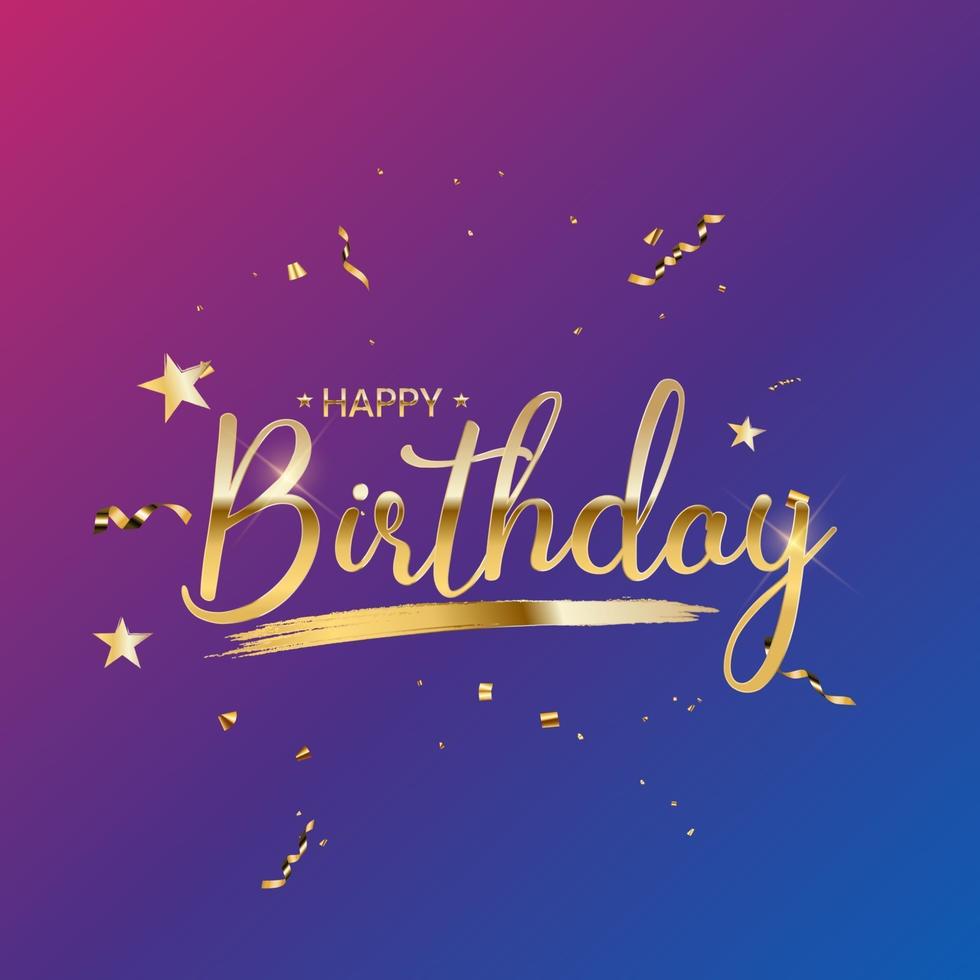 Diseño de banner de felicitaciones de feliz cumpleaños con confeti y cinta de brillo brillante para el fondo de fiesta. ilustración vectorial vector