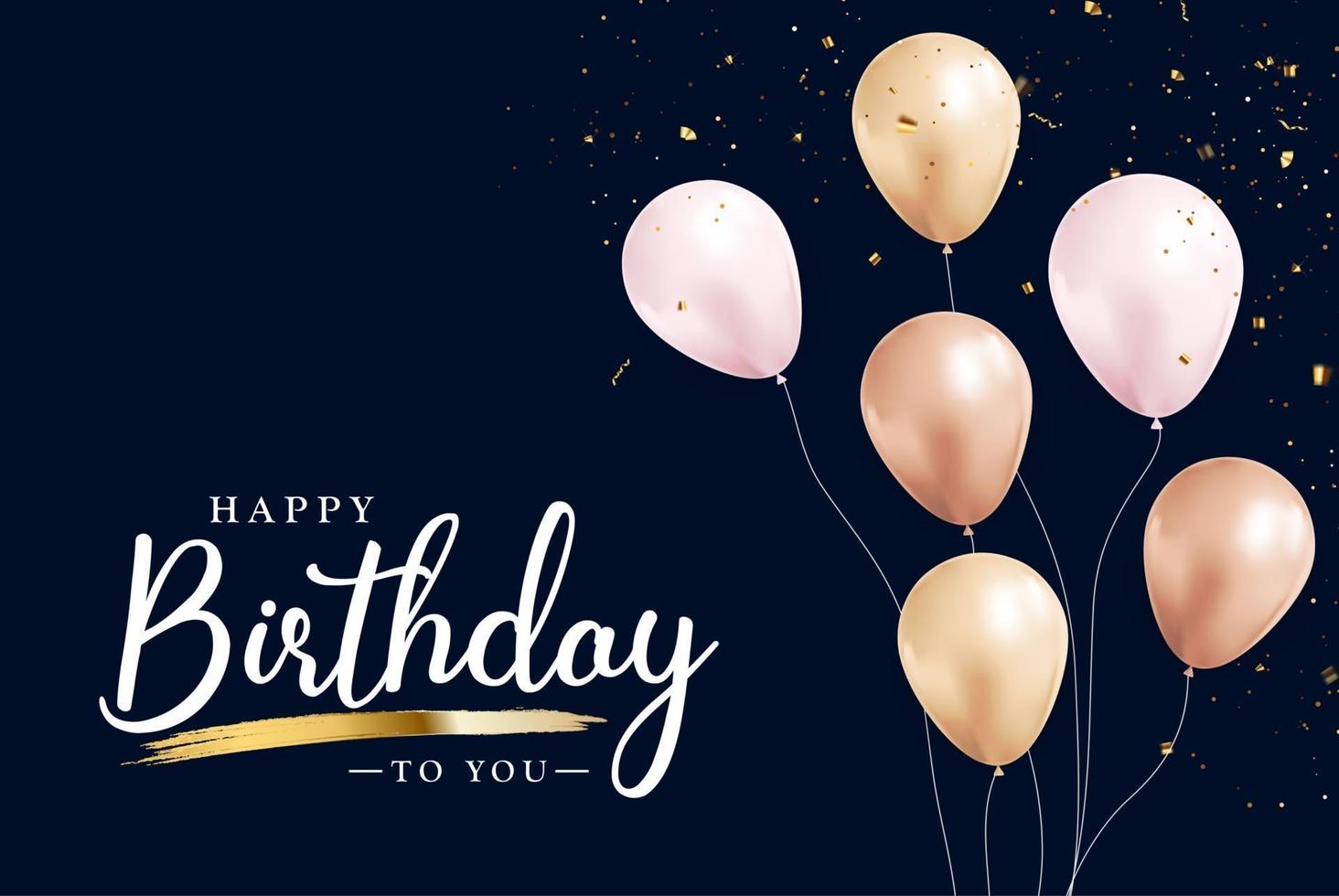 Happy Birthday congratulations banner design with Confett and Glossy Glitter Ribbon for Party Holiday Background vector