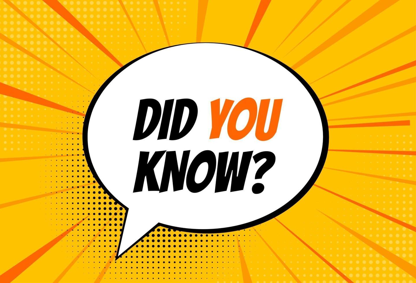 Did you know interesting fact background. Interesting Fact pop art background vector