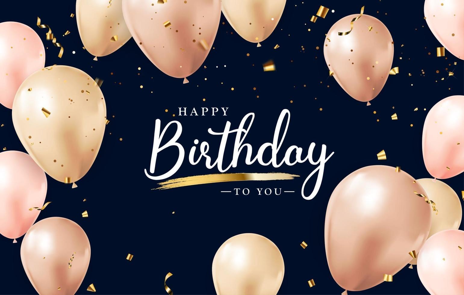 Free Vector  Happy birthday ribbon with golden balloons