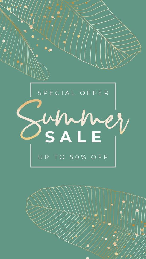 Summer sale poster. Natural Background with Tropical Palm Leaves vector