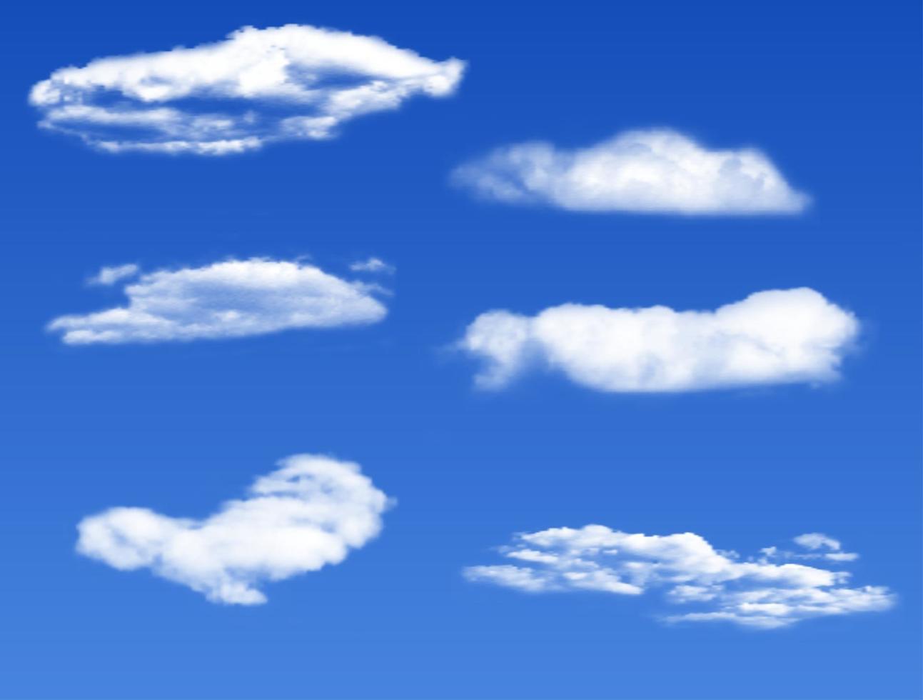 Realistic 3D white clouds on blue background vector