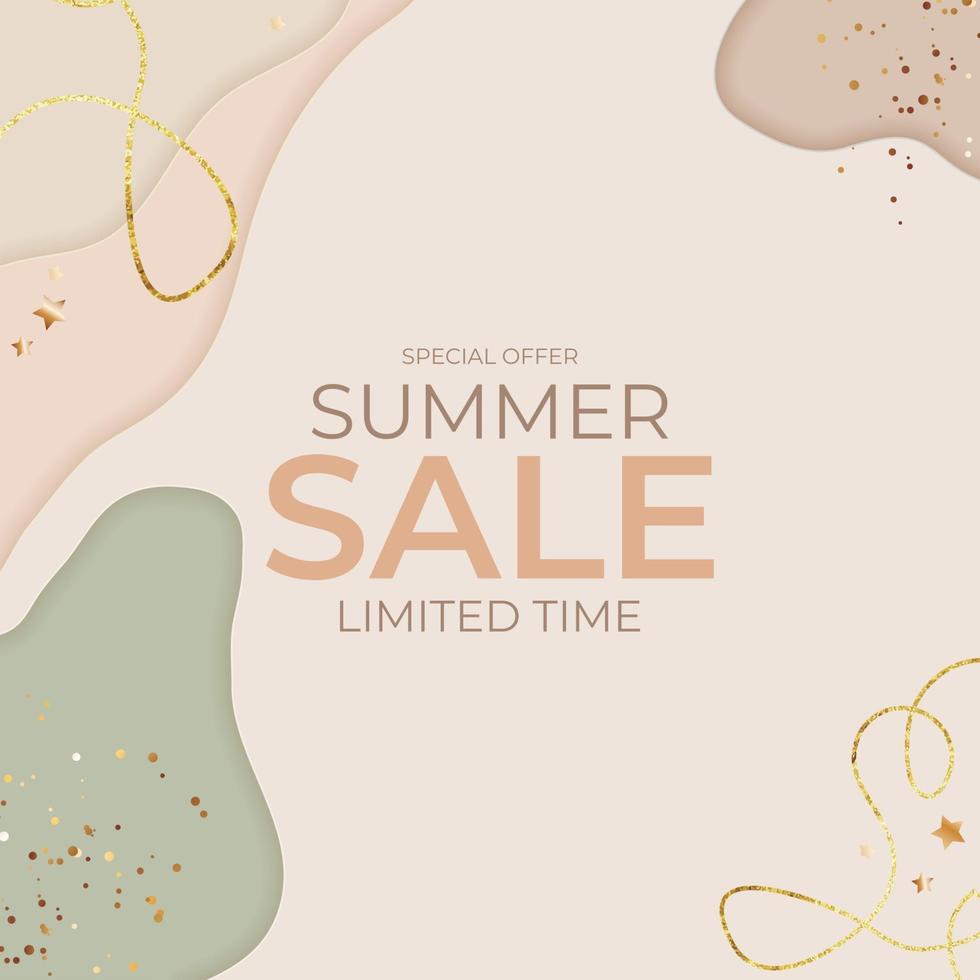 Summer Sale Natural Background with Paper Cut Background. Vector Illustration