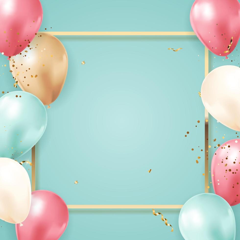 Happy Party Birthday Background with Realistic Balloons. Vector Illustration