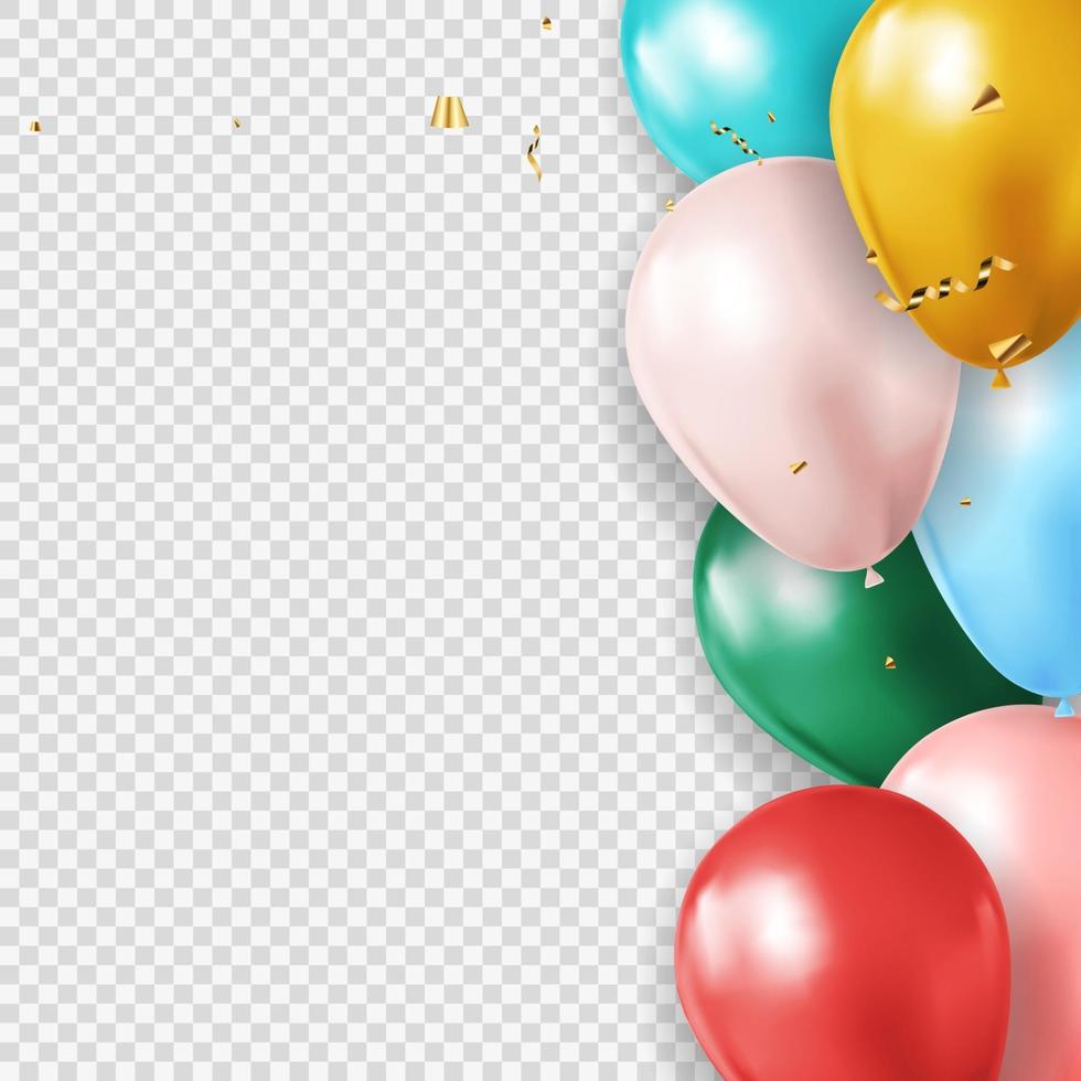 Fondo transparente de globo 3d realista para fiesta, fiesta, cumpleaños, tarjeta de promoción, cartel. ilustración vectorial vector