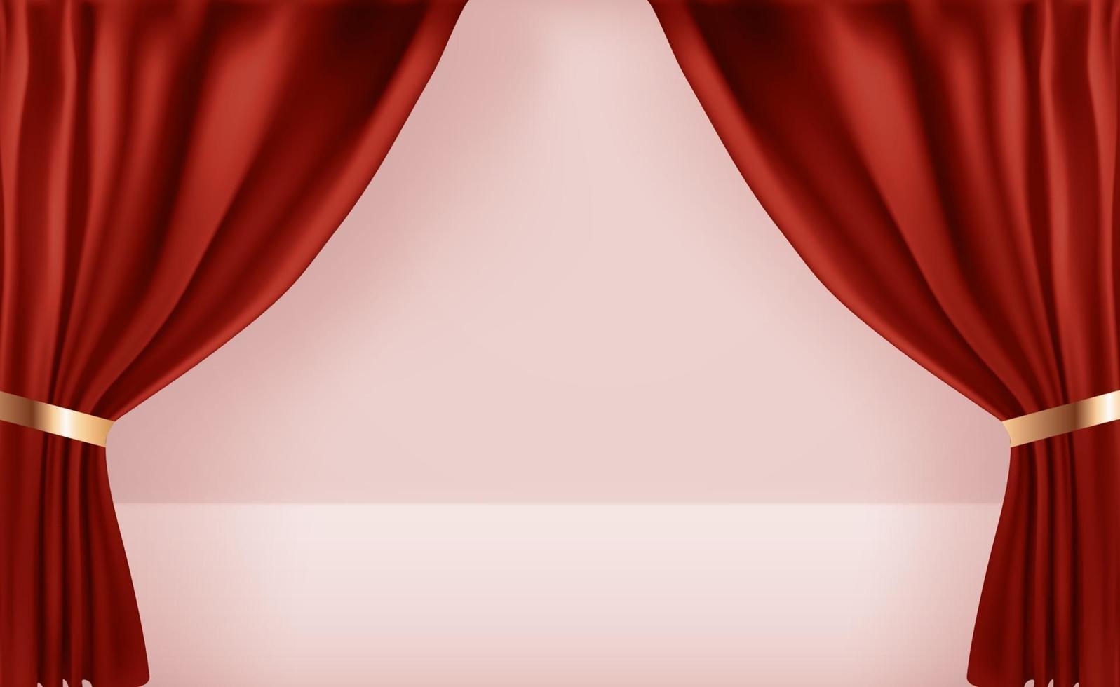 Realistic 3D open curtains background template. Vector Illustration EPS10