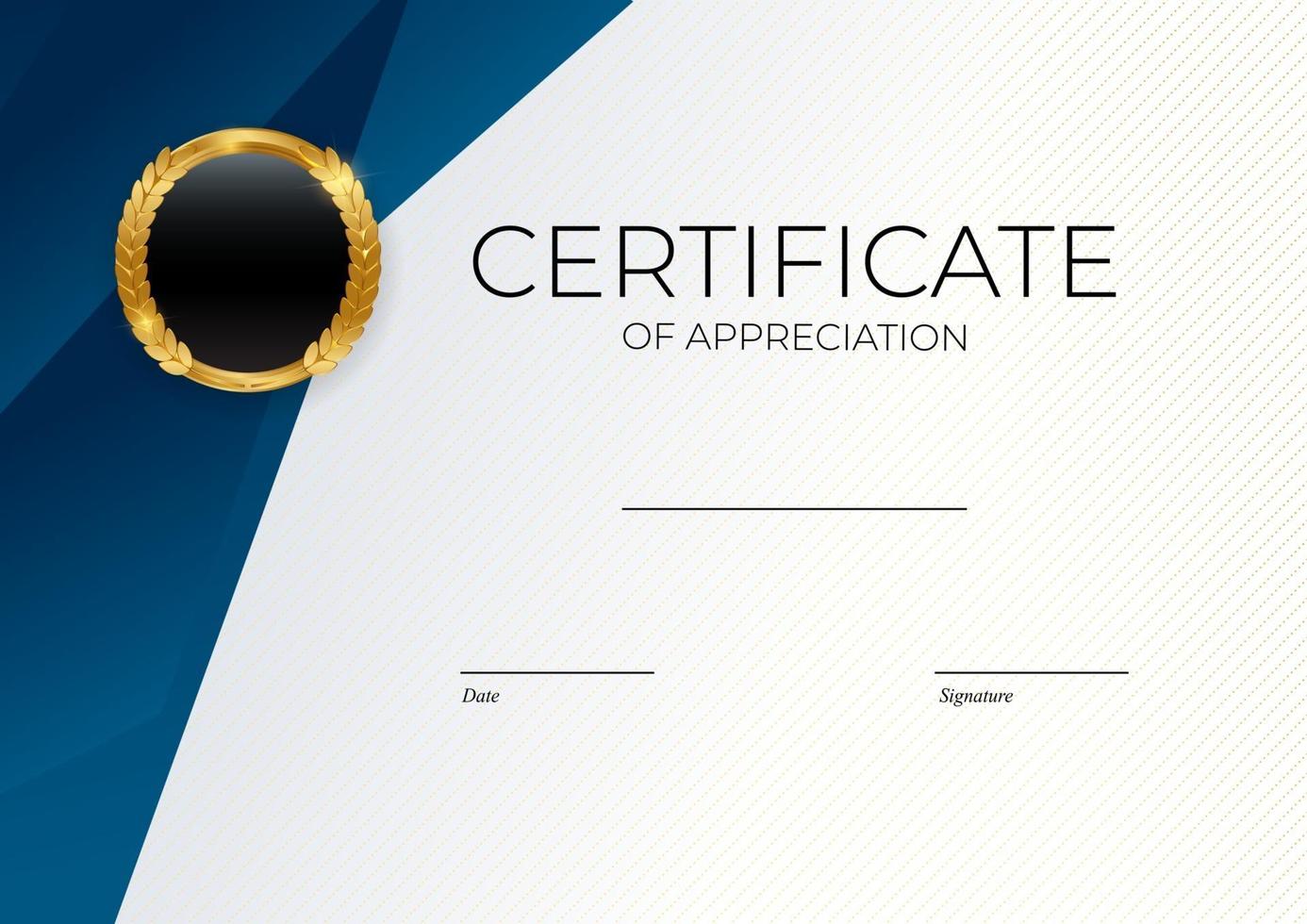 Blue And Gold Certificate Of Achievement Template Set Background With