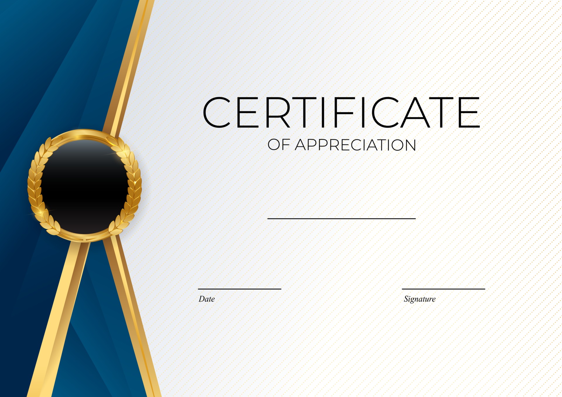 Blue and gold Certificate of achievement template set Background with gold  badge and border. Award diploma design blank. Vector Illustration. EPS10  2607705 Vector Art at Vecteezy