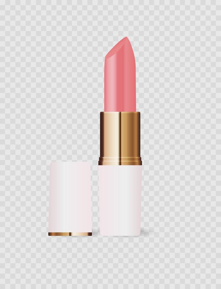 icono de lápiz labial rosa claro 3d realista aislado sobre fondo transparente. ilustración vectorial vector