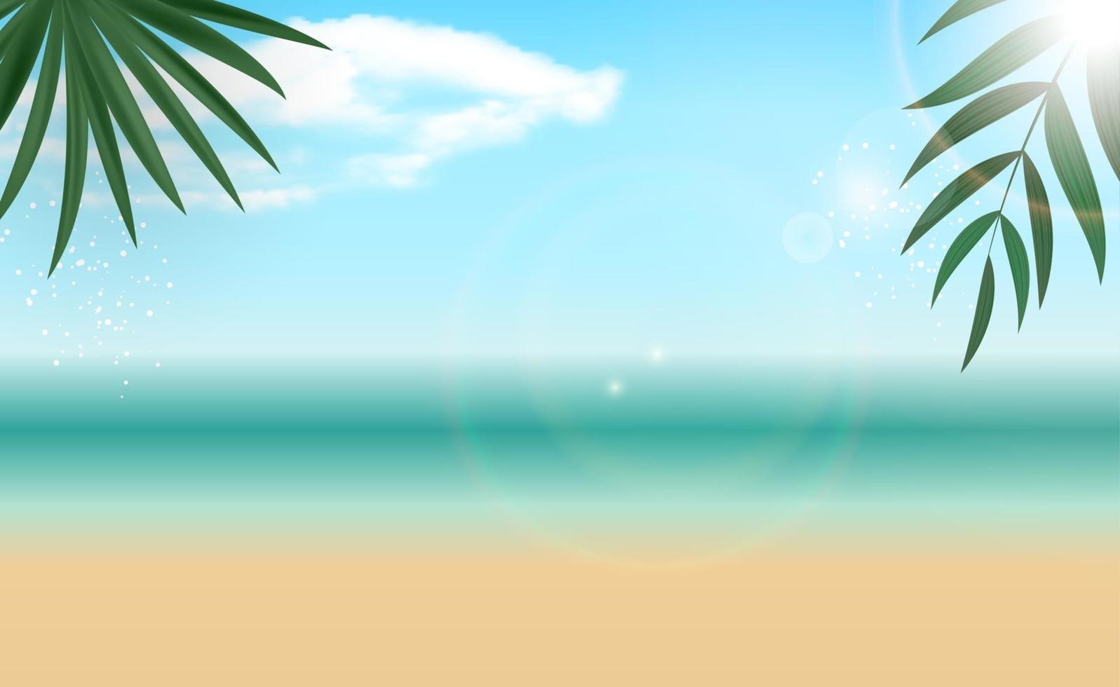 Natural Palm Summer Sea Background. Copy space vector illustration