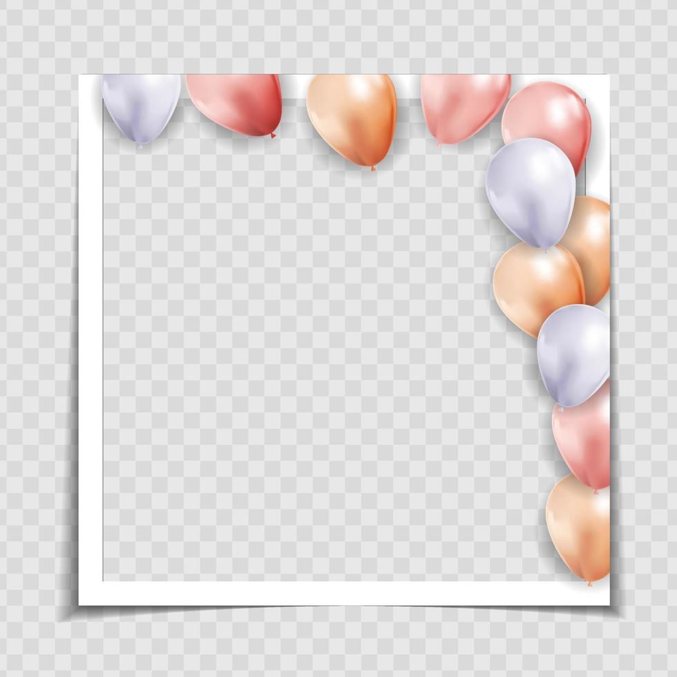 Party Holiday Photo Frame Template for post in Social Network. Vector Illustration EPS10